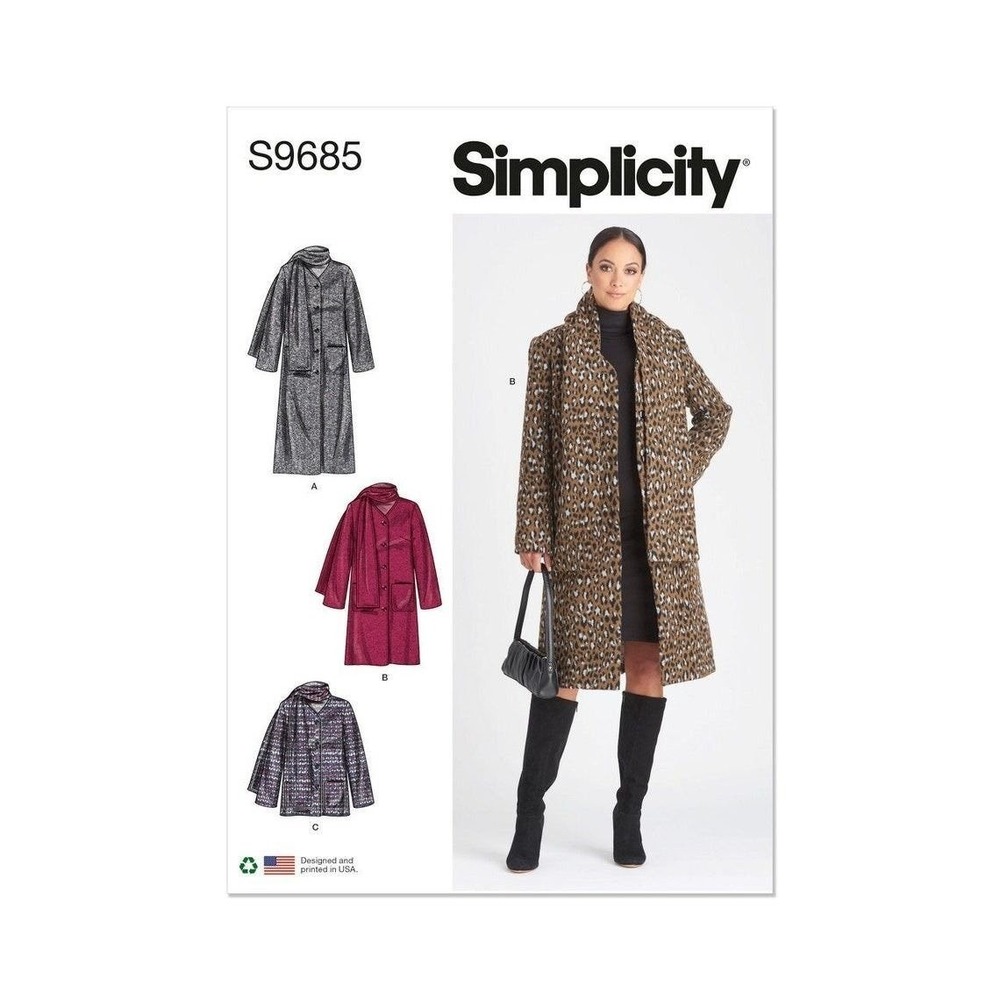 Simplicity Sewing Pattern S9685 R11671 Coat Jacket Misses Size 4-12